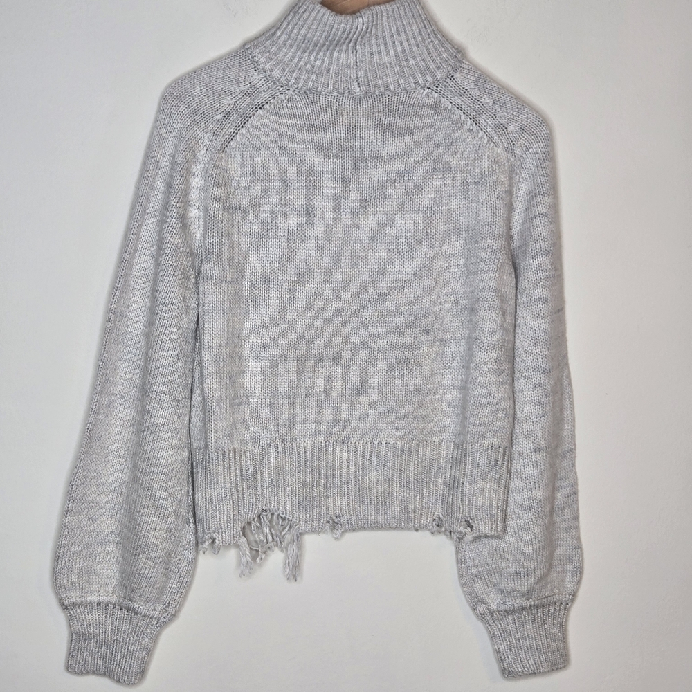 LOVERS + FRIENDS Stone Turtleneck Lightly Distressed Sweater Cozy Neutral - Picture 6 of 11